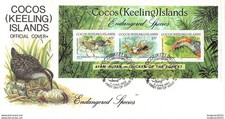COCOS ISLANDS - FDC 1992 WWF - BUFF BANDED RAIL