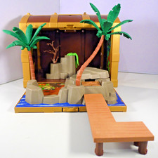 PLAYMOBIL aus 4432 Piraten Schatztruhe Schatzkiste 2 Palmen Steg Fels-Versteck