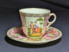HELENA WOLFSOHN Tasse und Untertasse WATTEAU sehr guter Zustand Dresden antik um 1881