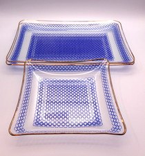 3 x Glasplatte - Kuchenplatte - Kuchenteller - blau - DDR (1)