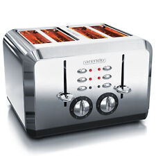 Arendo BREAKFAST 4-Scheiben-Toaster Hochwertiges Edelstahlgehäuse 1600W Vintage