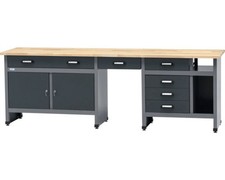 Werkbank Küpper 2400 x 840 x 600 mm 6 Schubladen 2 Türen grau