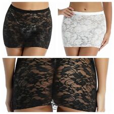 DE Sexy Damen Transparent Blume Spitze Bodycon Mini Rock Kurz Stretch Party Club