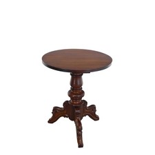 Runder Beistelltisch im antiken Stil Couchtisch aus Nussbaum D: 60 cm -11765-