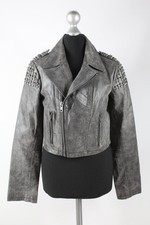 Amisu graue Leder-Jacke Gr.38/S Echtleder Top Zustand
