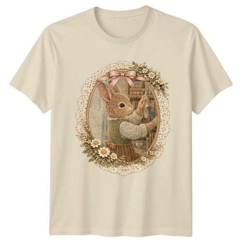 Vintage shirt hase blumen - t-shirt,