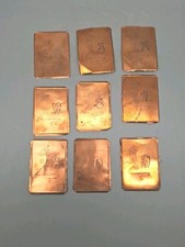 9 Alte Kupfer Wäschebuchstaben Schablone  ca. 1,8cm 5,5x7,5cm Seerose A & F 058