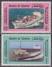 Qatar 1986 ** Mi.891/92 Container Schiff Ship Bateaux Shipping Company
