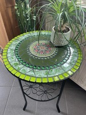 232 Mosaiktisch,Beistelltisch,Handarbeit, wetterfest,rund,50 cm Durchm., Unikat