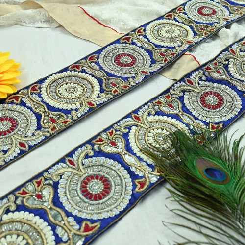 Vintage sari bordüre blau - vintage,