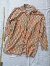 DDR Arbeits Hemd  Vintage  Größe M   Grün Weiß Braun