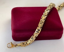 Luxus Edelstahl Gelbgold Königskette Armband 585er Gold 14K vergoldet 20,5cm Uni