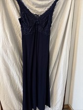 Nachthemd Dunkel Blau Damen M L Lang Nachtwäsche Spitze Transparent Hunkemöller