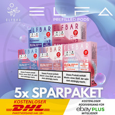 5x2 ELFBAR 600 ELFA Pods System I E-Zigarette Liquid mit 20mg Nikotin Nic Salt