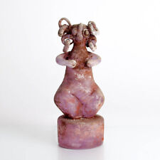 Cenedese E. Nason Unikat Murano Glas scavo Skulptur groteske Neptunfrau orange