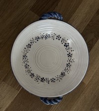 *Gilde Handwerk* Keramik Schale Henkel Henkelschale !Bilder beachten! blau/creme