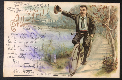 Antike postkarte gelaufen - ak, -antike