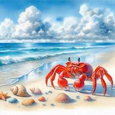 Wandbild Krebs Krabbe Strand