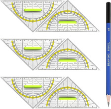 6 Stück Geodreieck mit Griff 16cm - Flexibel & Transparente Geo Kreisschablone z