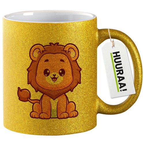 Glitzertasse löwe comic - glitzertasse,