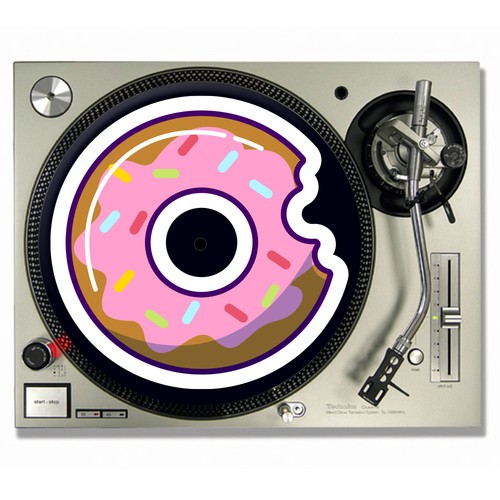 Cartoon donut turntable - /, dj