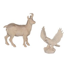 2 Holz Tiere geschnitzt natur