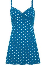 Tankini Oberteil lang Gr. 44 (85) B Petrol Weiß Tankinioberteil Bade-Top Neu*