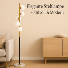 LED Stehlampe Gold Kugelform Modernes Design Metall Weiß
