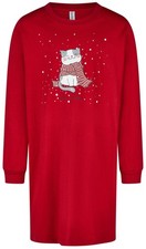 Mädchen Sleepshirt Nachthemd COMTESSA Langarm 100% Baumwolle Jersey rot Gr.164