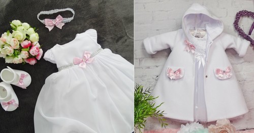 Taufkleid stirnband mantel - +stirnband, +mantel