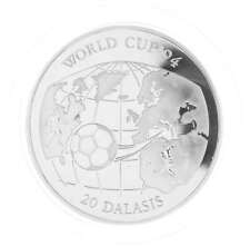 20 Dalasis Gambia 1994 Silber PP - Fußball WM 1994 - Ball und Globus