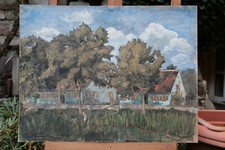 Dachauer Maler Dachau Holzgartenstraße Bach kolorierte Zeichnung 1901 41,5 x 63 