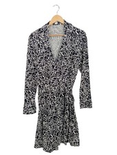 DIANE VON FURSTENBERG Wickelkleid Damen Kleid Gr. DE 46 schwarz-weiß Casual-Look
