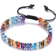 Chakra Armband Edelstein Doppelschicht geflochten Yoga Heilung Glücksbringer ...