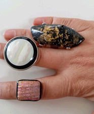 Retro 3 silberfarbene klobige