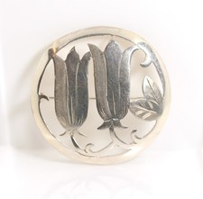 835 Silber Brosche Floral