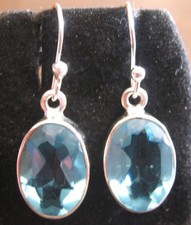 925 Silber Ohrringe Blautopas