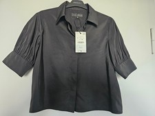 Zara schwarze cropped Satinbluse Bluse Gr.L NEU