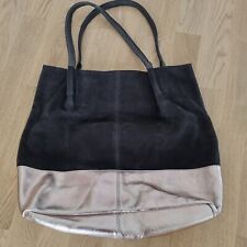 Tasche Shopper Damentasche echtes Leder Wildleder schwarz große Tasche Butlers