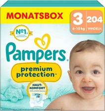 Pampers Windeln Premium Protection Gr.3 Midi 6-10kg, Monatsbox - 204 Stk.