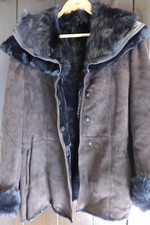 Leder-Pelzjacke Damen Braun