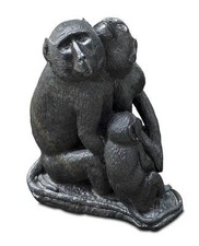 SCHÖNE STEINSKULPTUR "PAVIANFAMILIE" 34 kg. Marmorsäule 399 GBP