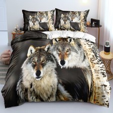 Wilder Schneewolf Bettwäsche Set Anpassbar Bettbezug 135x200 Kissenbezüge 80x80