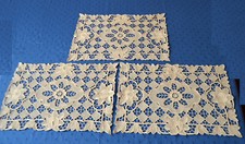 Handarbeit 3 Leinen Spitzendeckchen venezianische Spitze 40 x 29 cm naturfarben