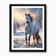 Weißes Pferd im Schnee