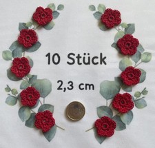 Rot 🌸 10 zarte Häkelblumen