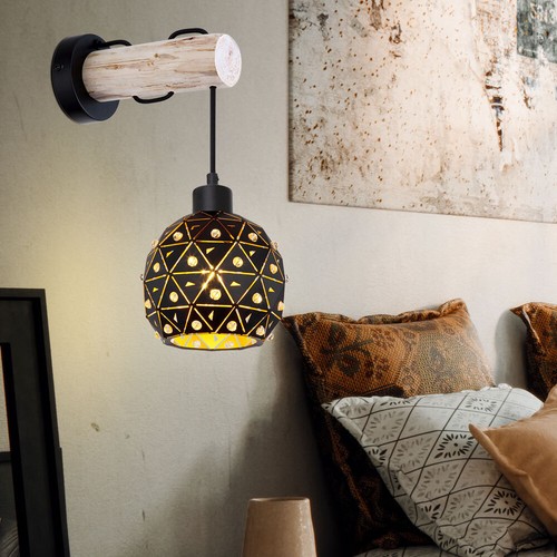 Wandlampe holz kristall - wandlampe,