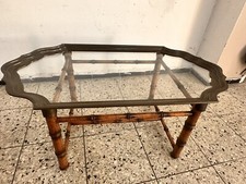 Beistelltisch Couchtisch Bambus Rattan/Glas  Messing Designer Tisch Italy  Rar