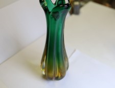 Große Glas Zipfel Vase Murano, 60 / 70er Jahre, 29 cm         VL