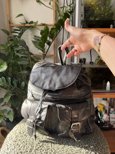 Vintage leder rucksack retro - vintage,